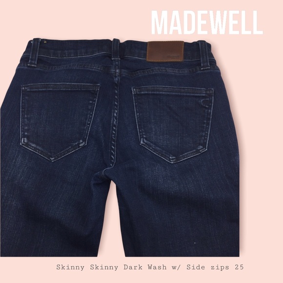 MADEWELL|Skinny skinny Dark wash w zips SZ 25 EUC - Picture 7 of 15